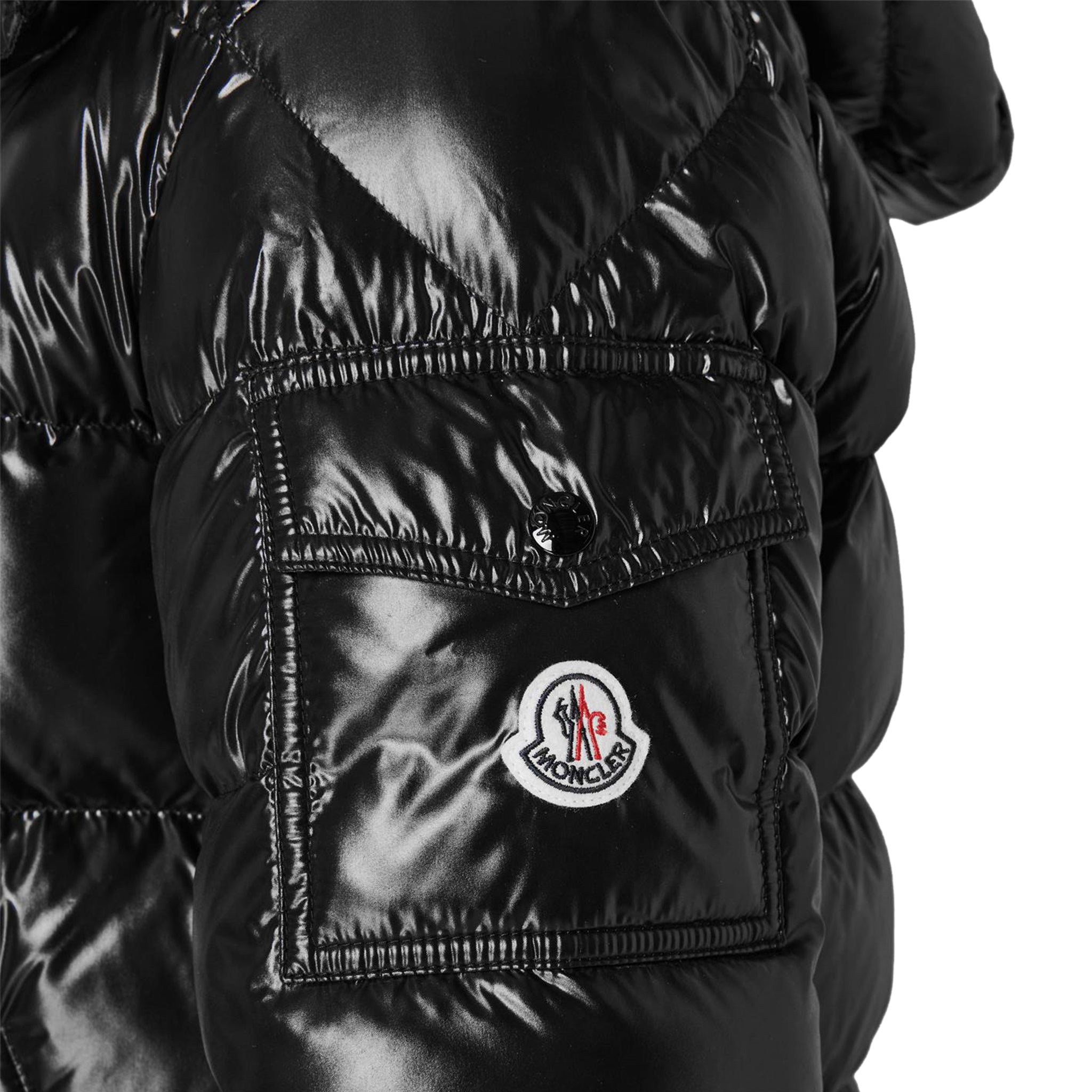 Logo view of Moncler Maya Padded Down Black Jacket I20911A5360068950999